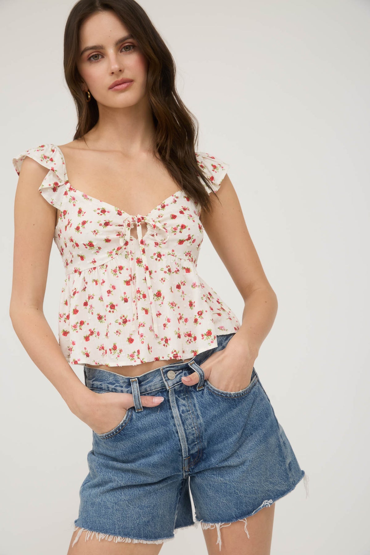 Floral Front Tie Crop Top