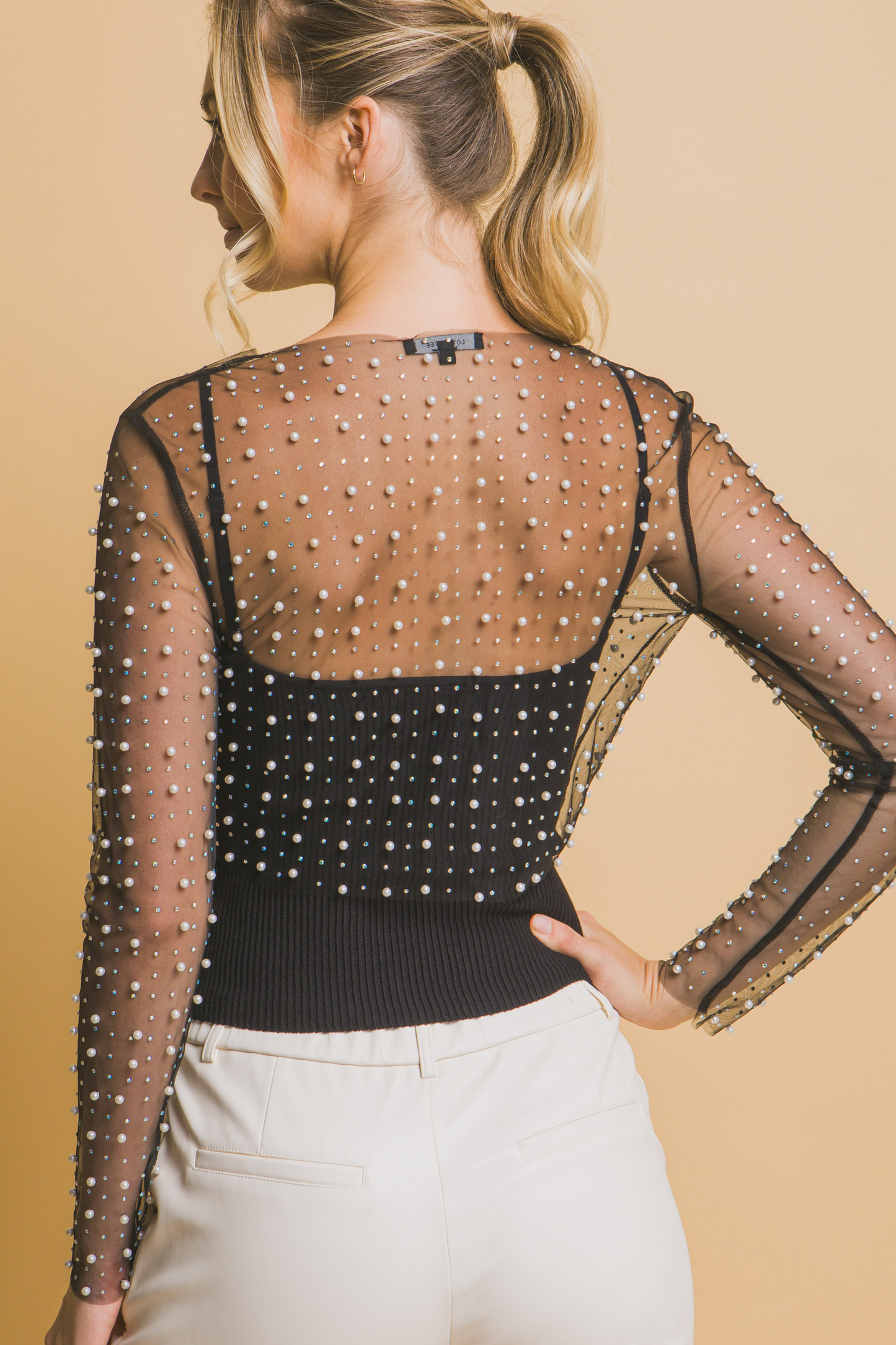 Pearly Mesh Top