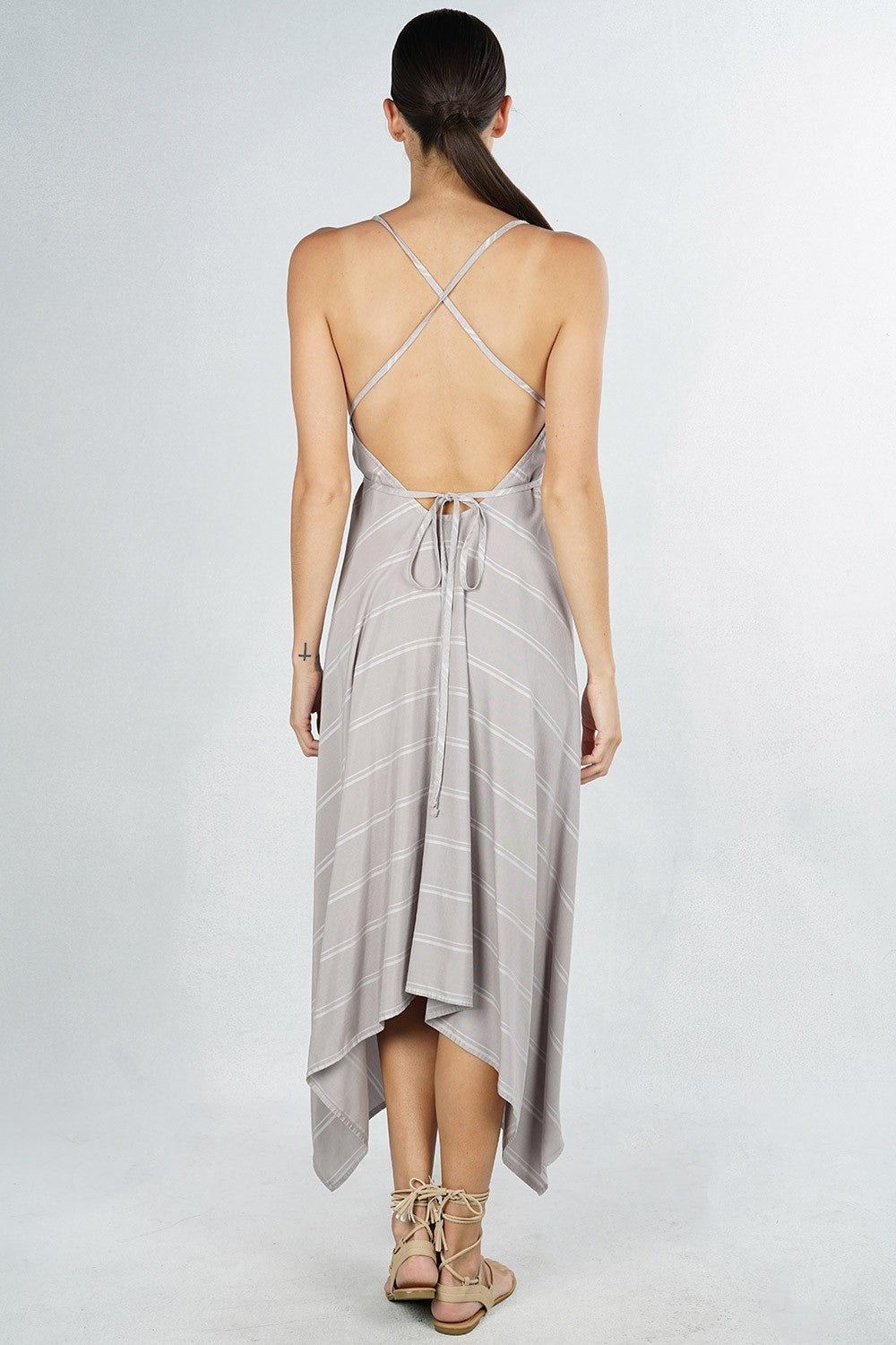 Free Flowy Striped Open-Back Dress