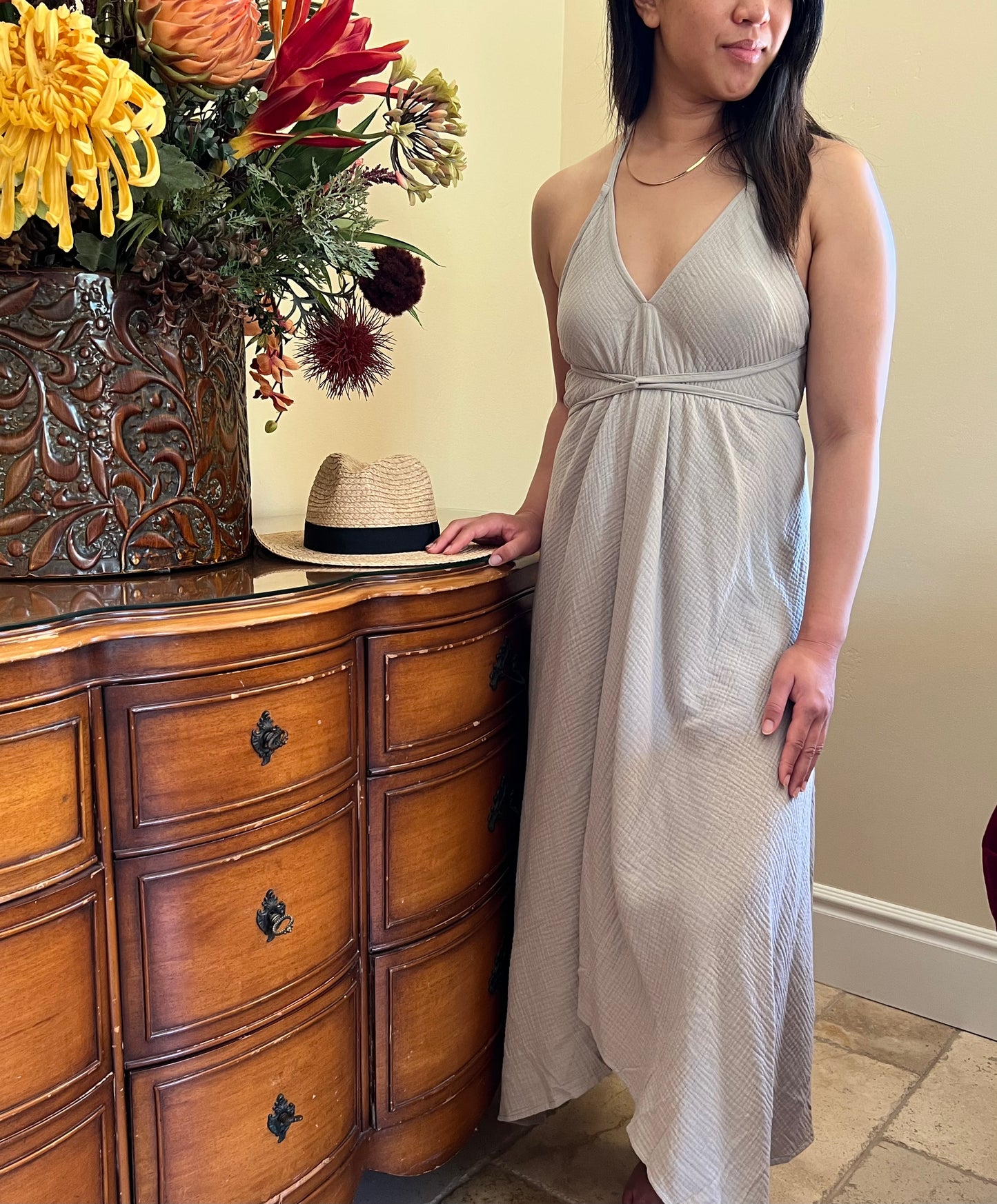 Breezy Boho Open Back Halter Dress