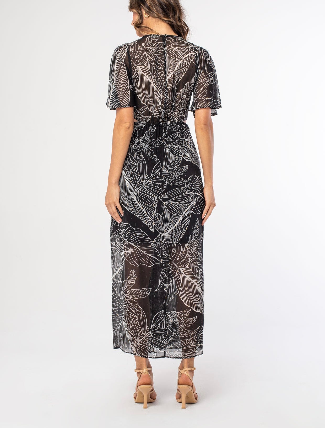 Metallic Chiffon Maxi Dress
