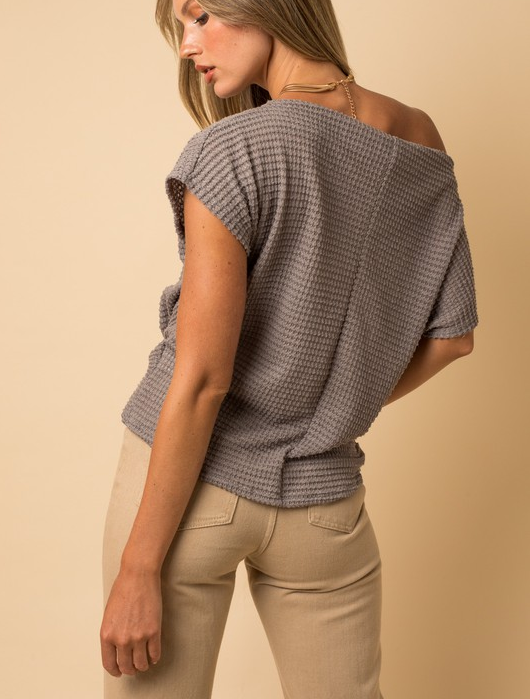 Front Twist Waffle Knit Top