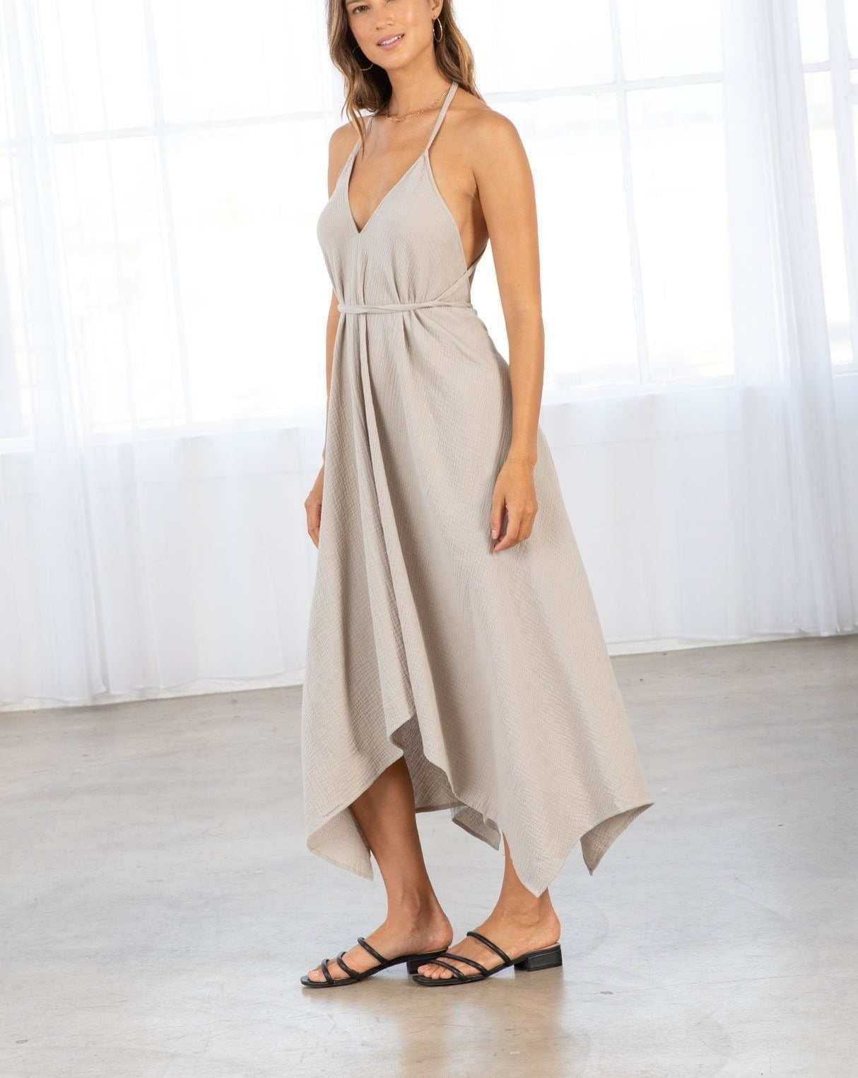 Breezy Boho Open Back Halter Dress