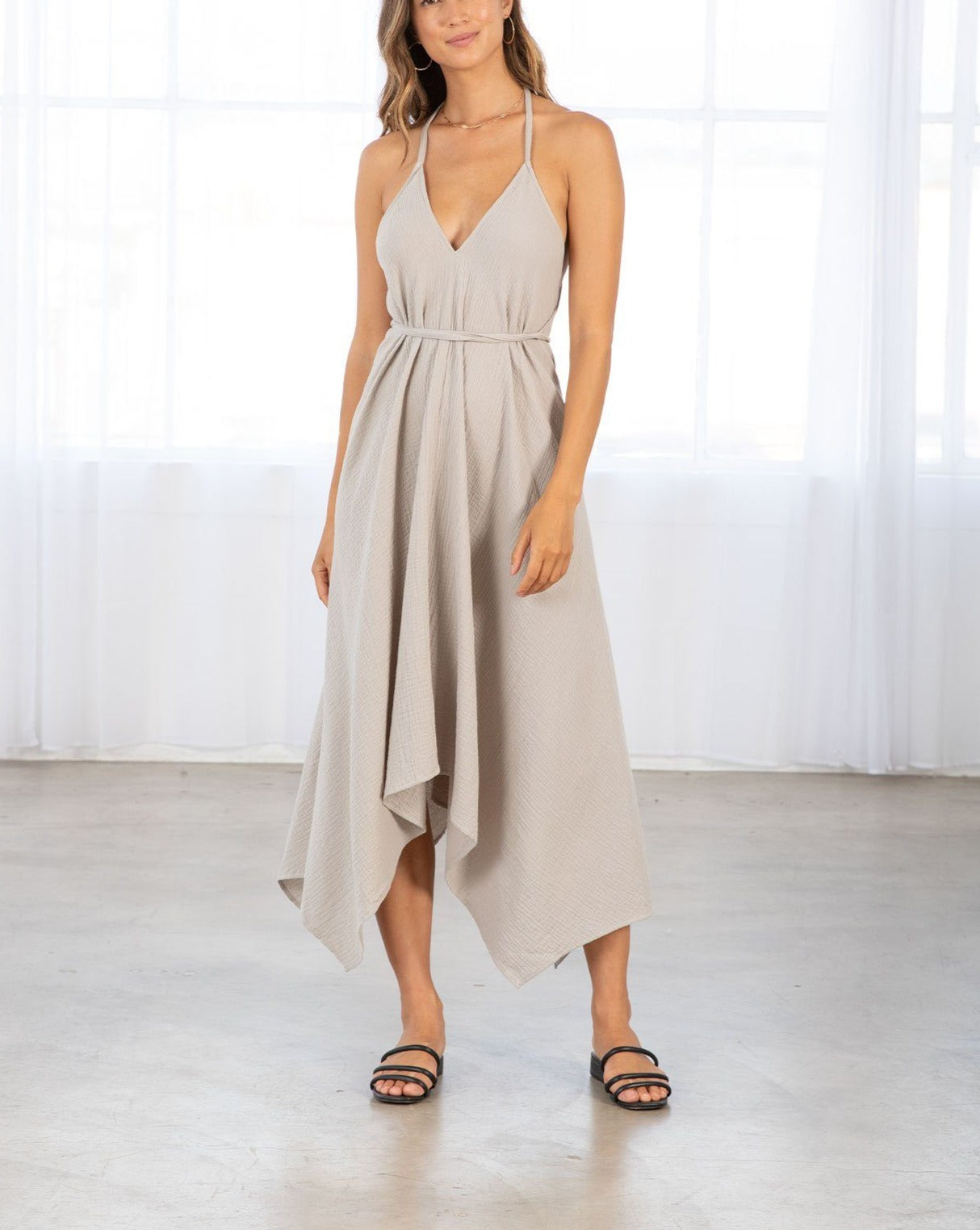 Breezy Boho Open Back Halter Dress