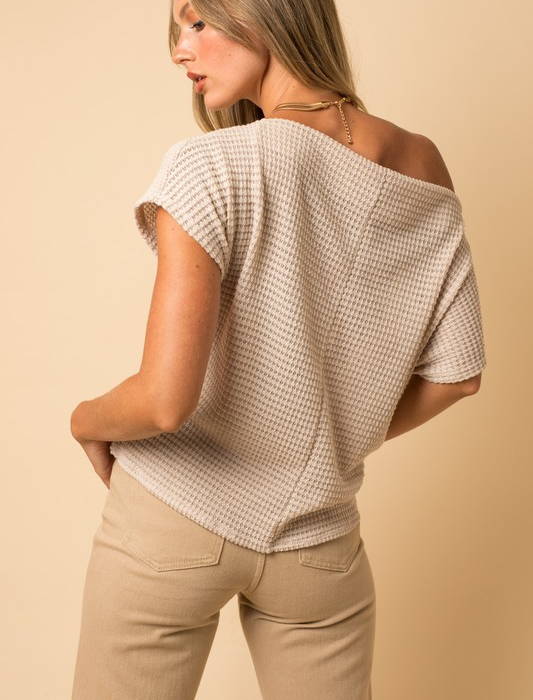 Front Twist Waffle Knit Top