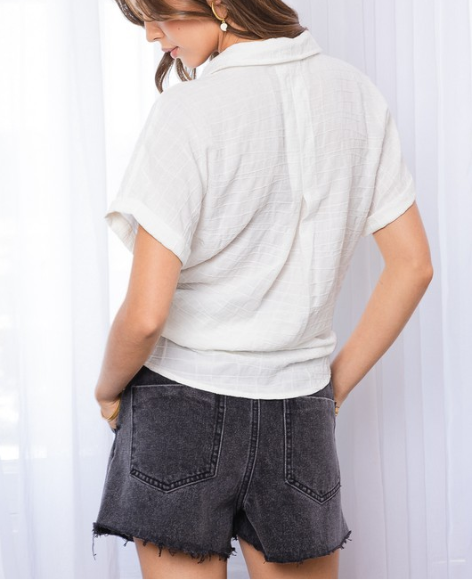 Textured Button-Down Short Sleeve