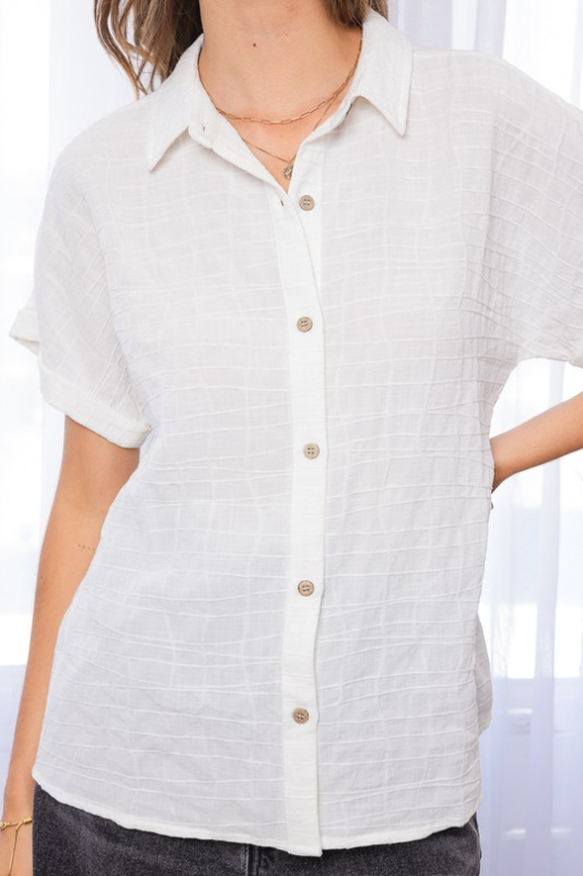 Textured Button-Down Short Sleeve