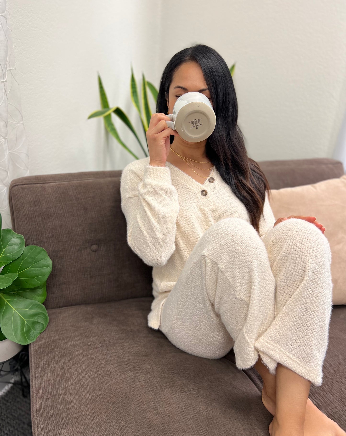 Cozy Henley Knit Combo Set