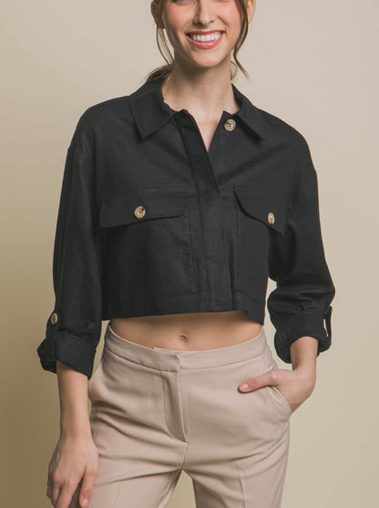 Linen Cropped Top