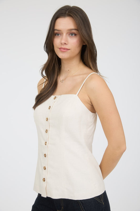 Spaghetti Strap Linen Top