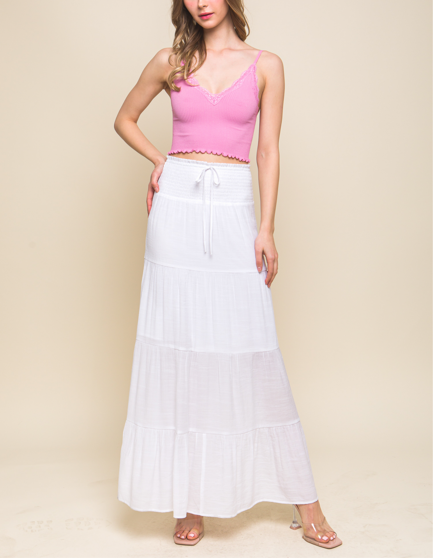 Smocked Maxi Skirt