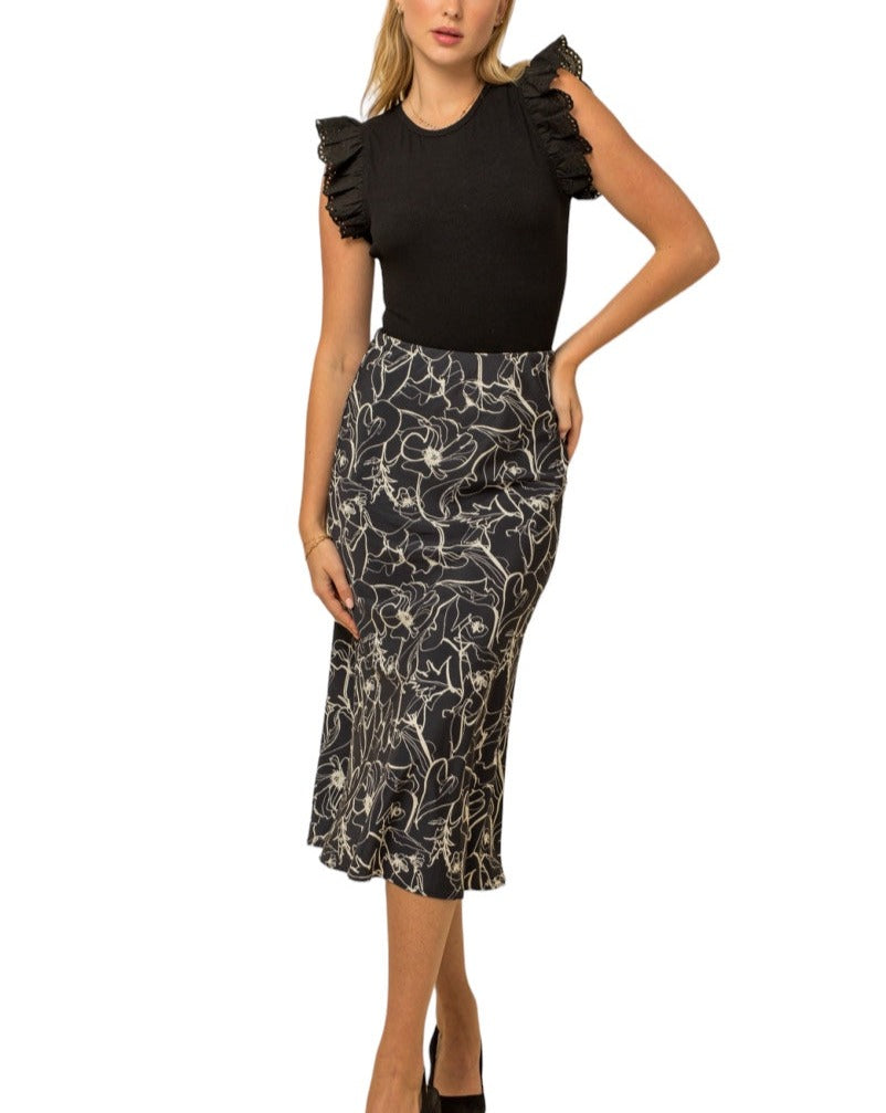 Printed Midi Skirt