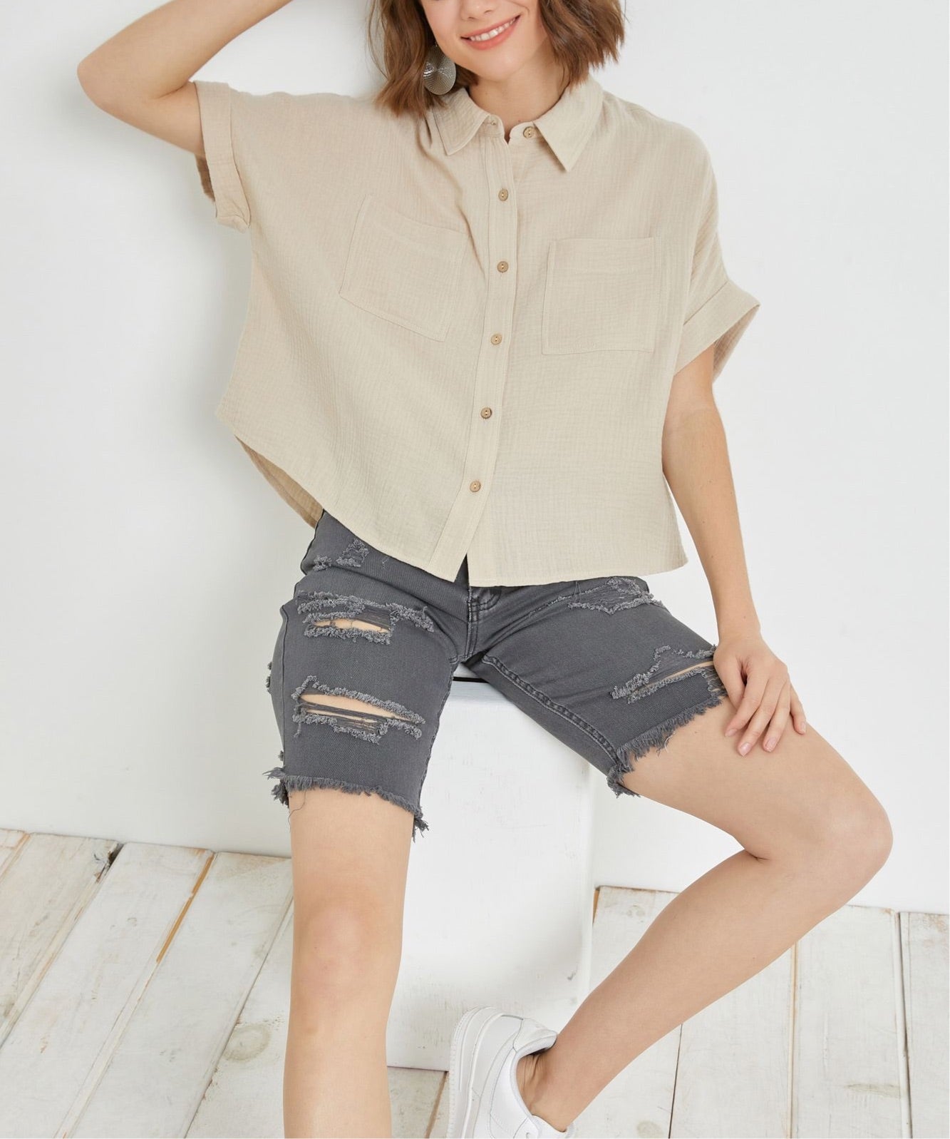 Relaxed Fit Gauze Shirt