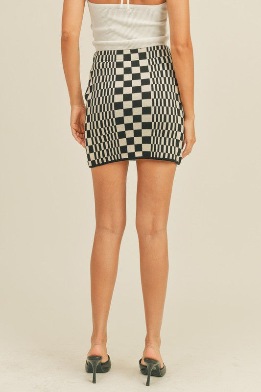 Chess Pattern Knit Skirt