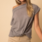 Front Twist Waffle Knit Top