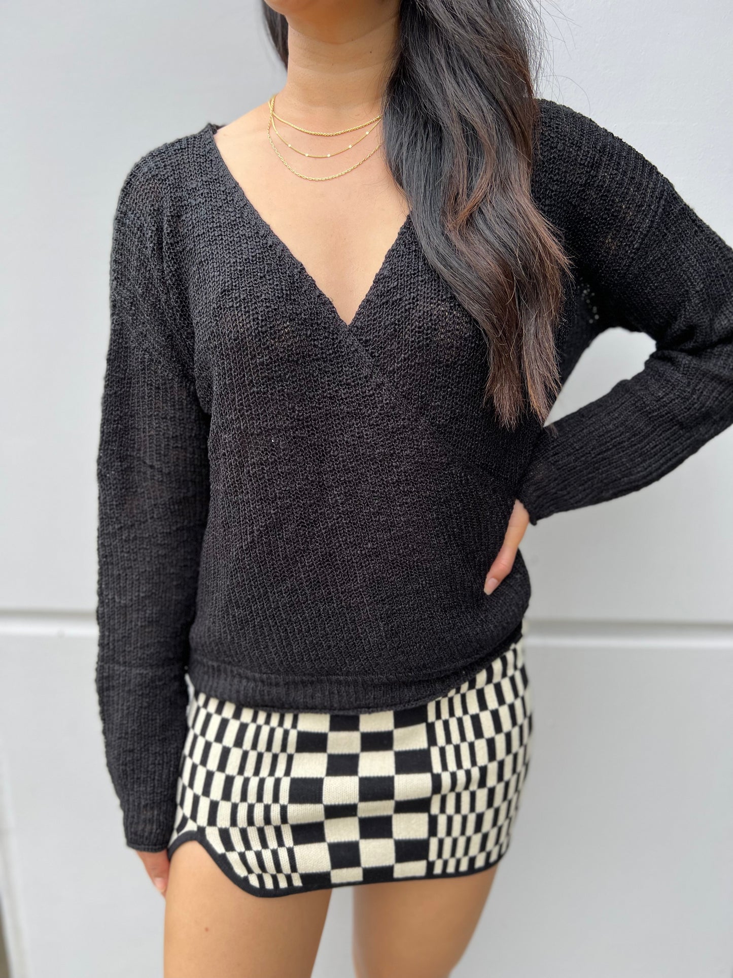 Chess Pattern Knit Skirt