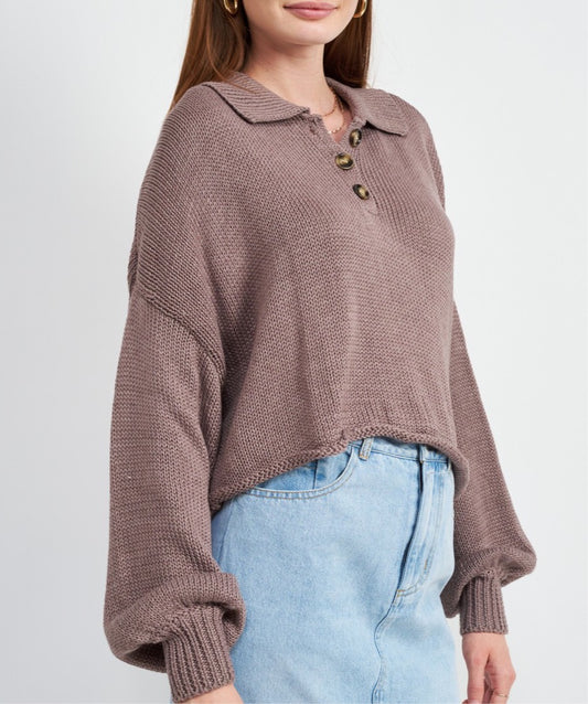 Collared Cropped Sweater