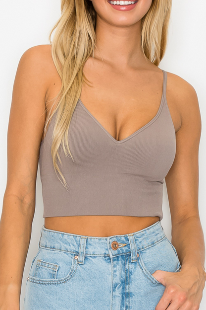 V Neckline Cami Crop Top